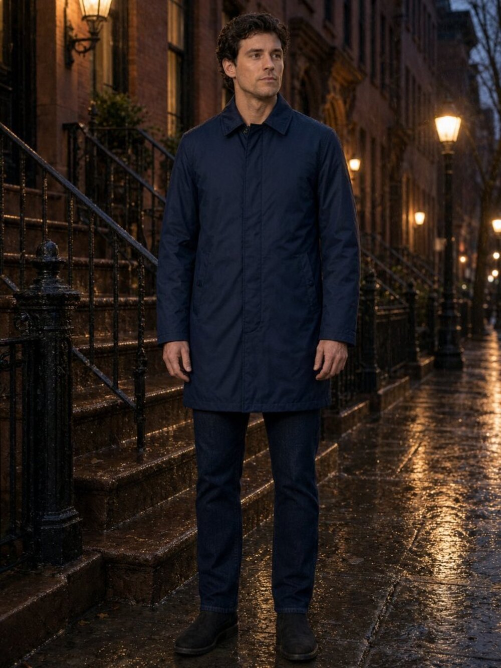 Michael Kors Men Midnight Navy Water-Repellent Car Coat Jacket Winter Rainy US S